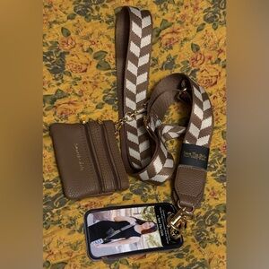 Chevron Print Vegan Leather Phone Strap with Pouch